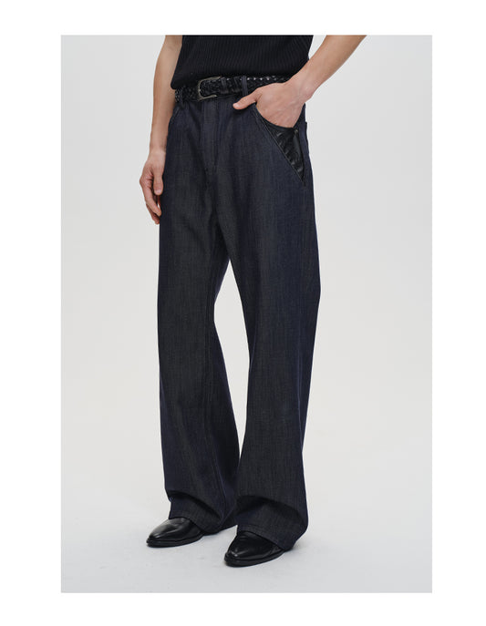 Sheepskin straight pants