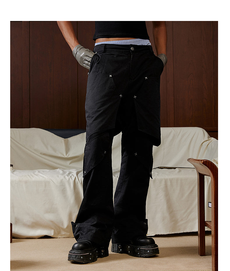 Multi-layer construction Straight casual pants