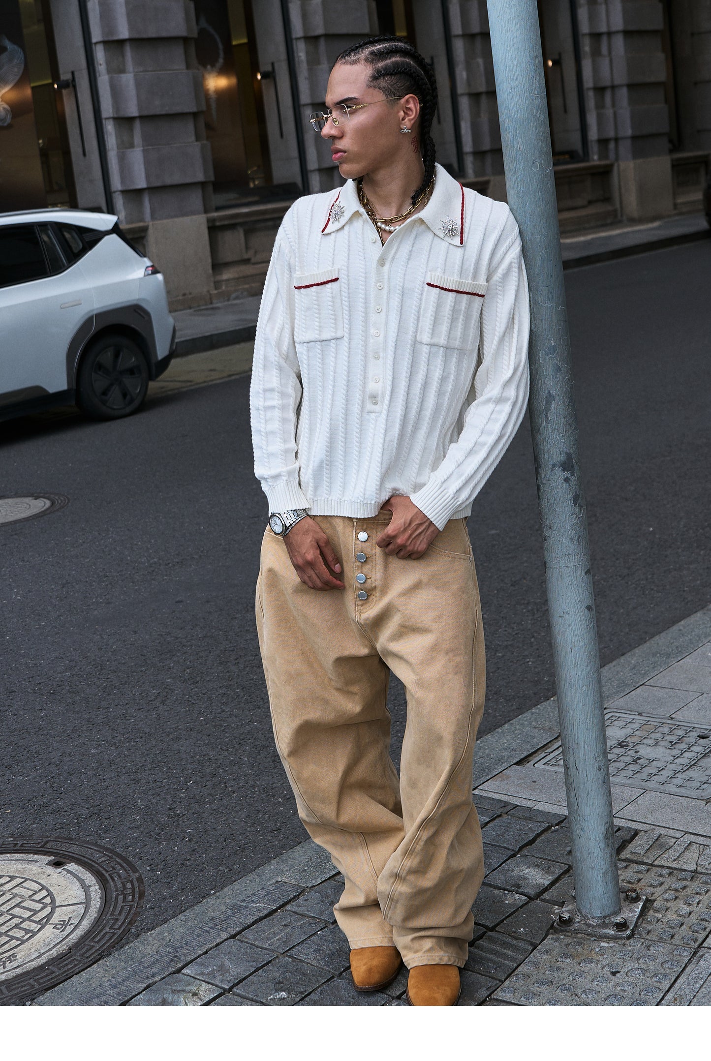 Hand-stitched Lapel Knit