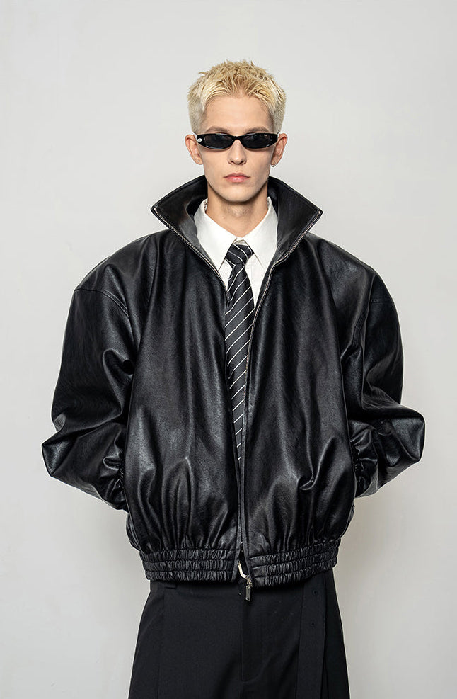 Draping Leather Jacket
