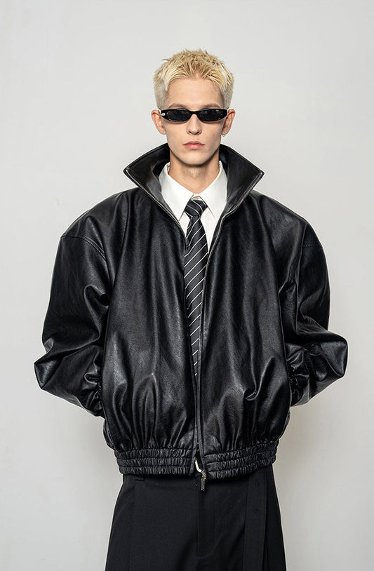 Draping Leather Jacket