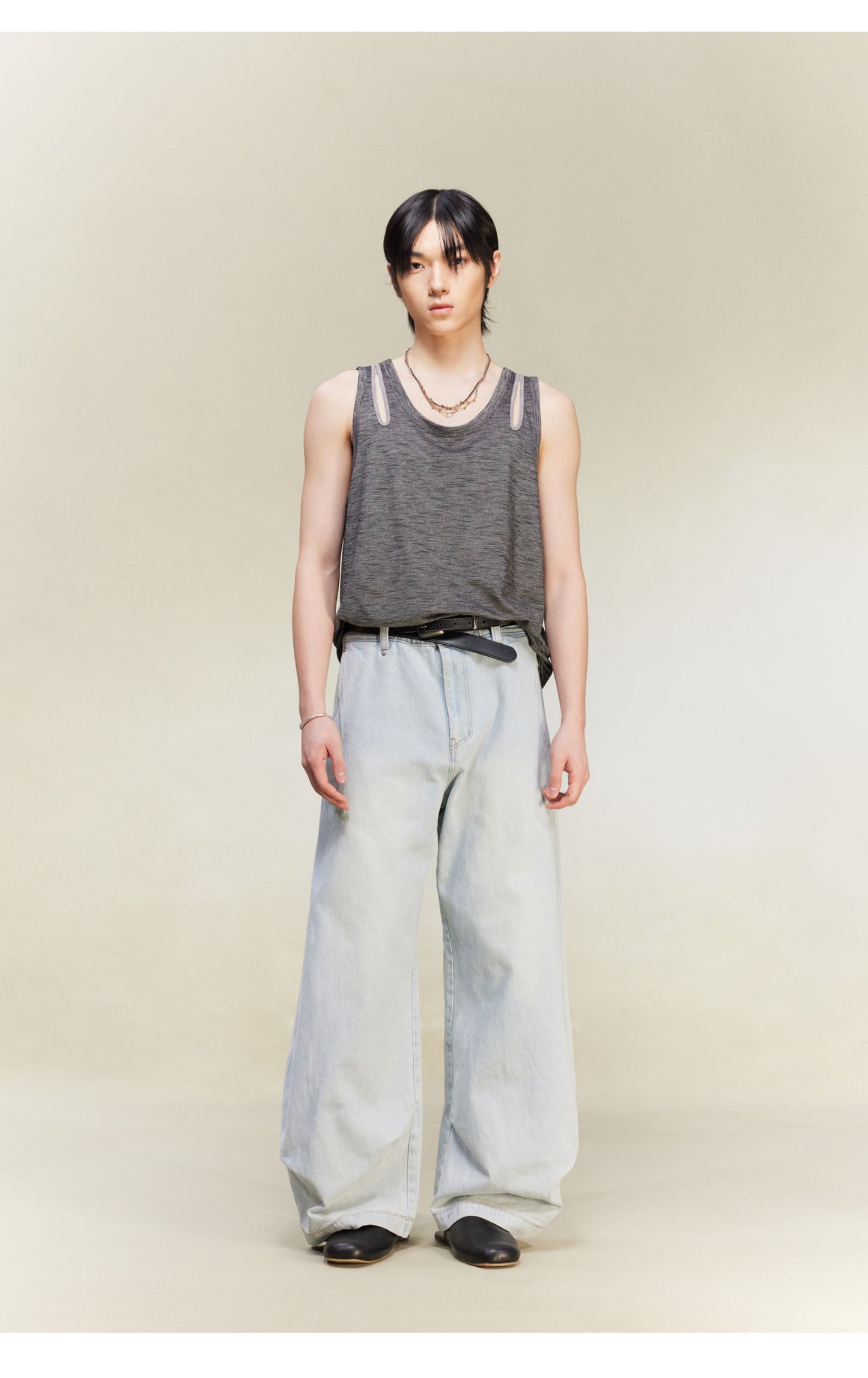 Multicolor Scimitar Pleated Denim Pants