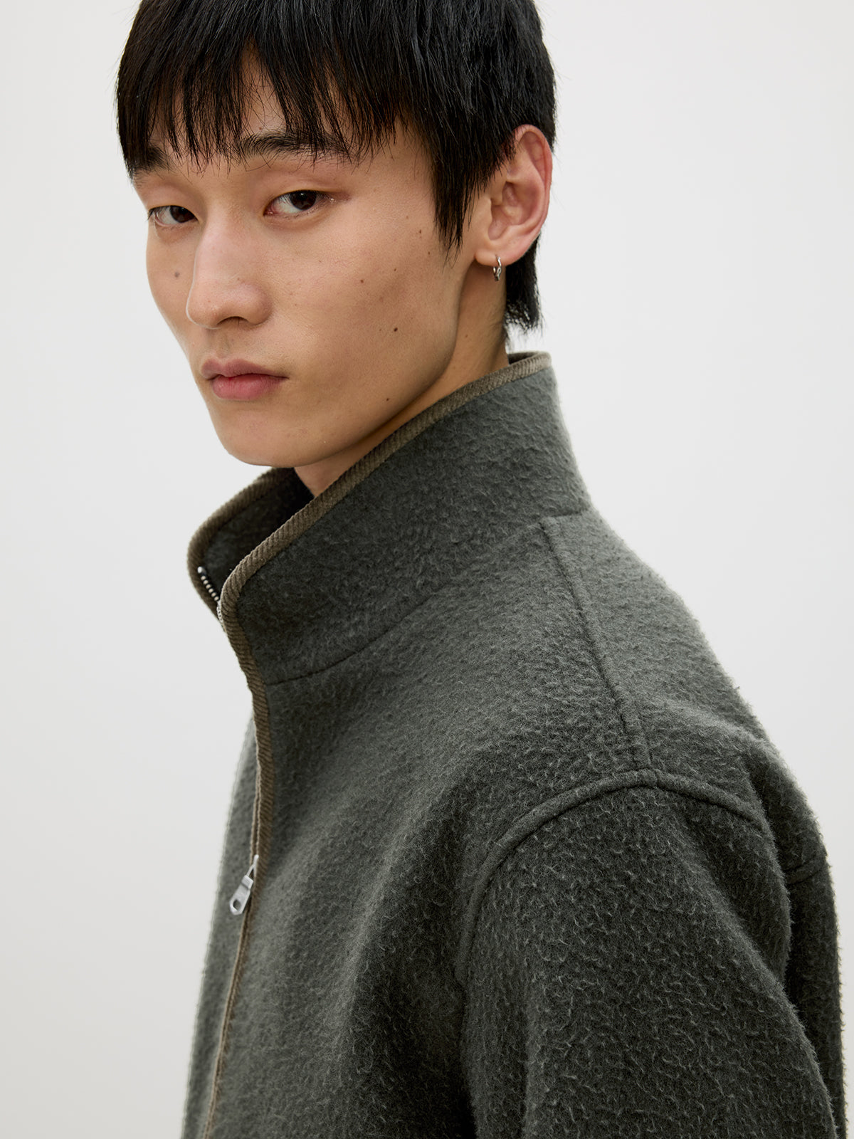 Color Block Zipper Casual Jacket