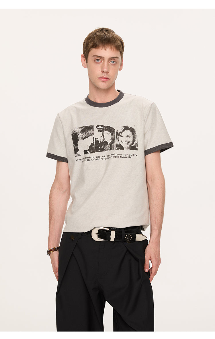 Contrast color shoulder T-shirt