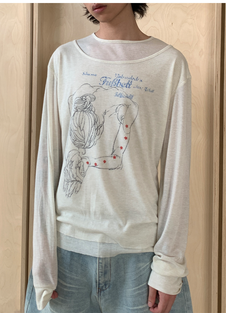 Double collar design T-shirt