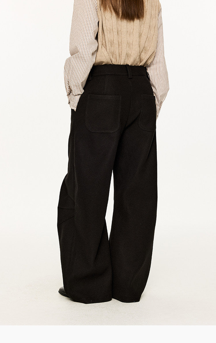 Hand-stitched embroidery wool pants