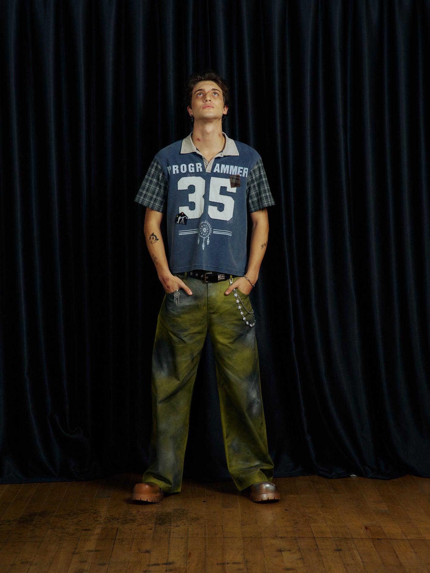 Checkered Waffle Polo Shirt
