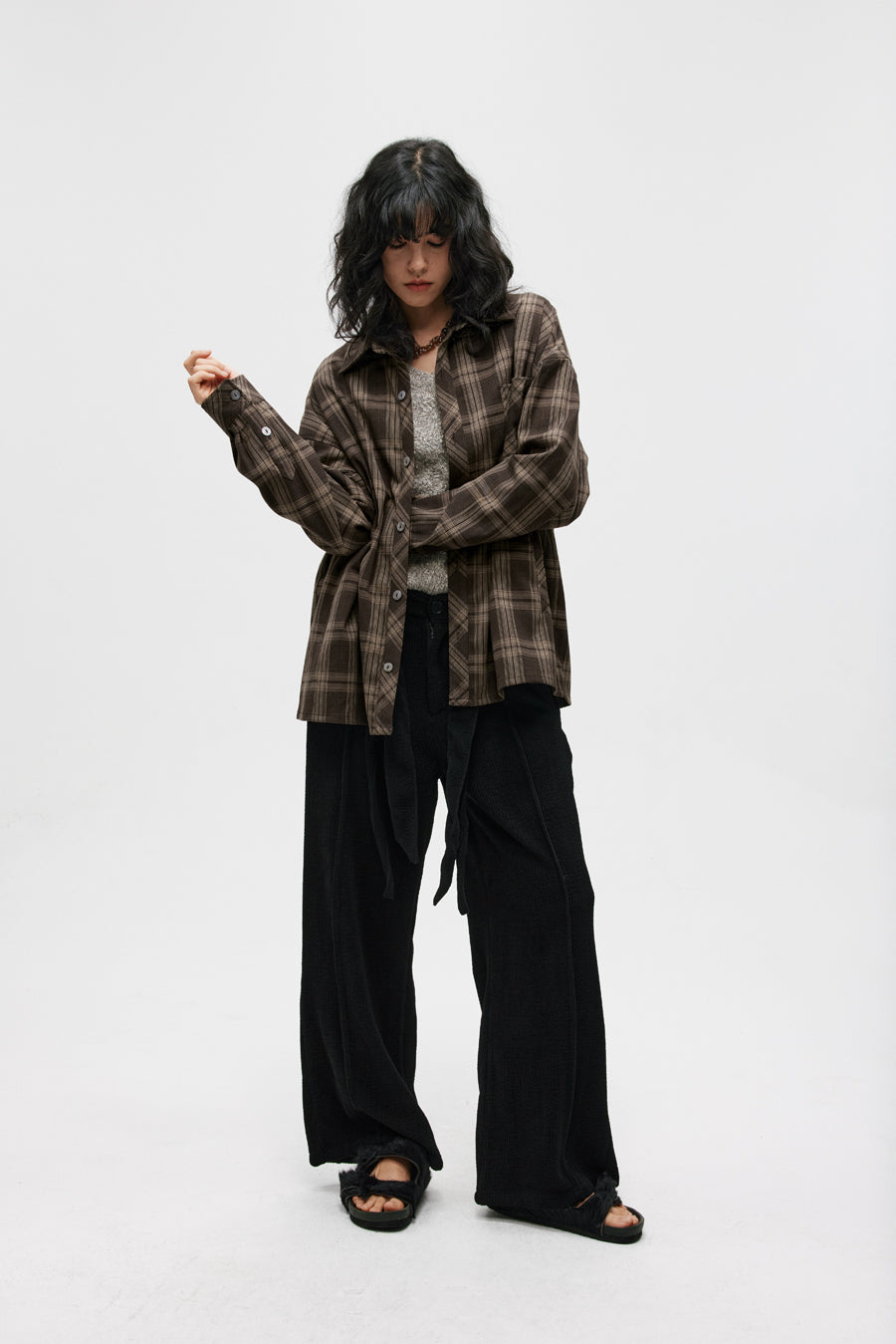 Double Belt Center Seam Wide Pants