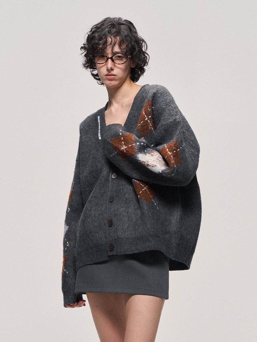 Hand-Stitched V-Neck Cardigan