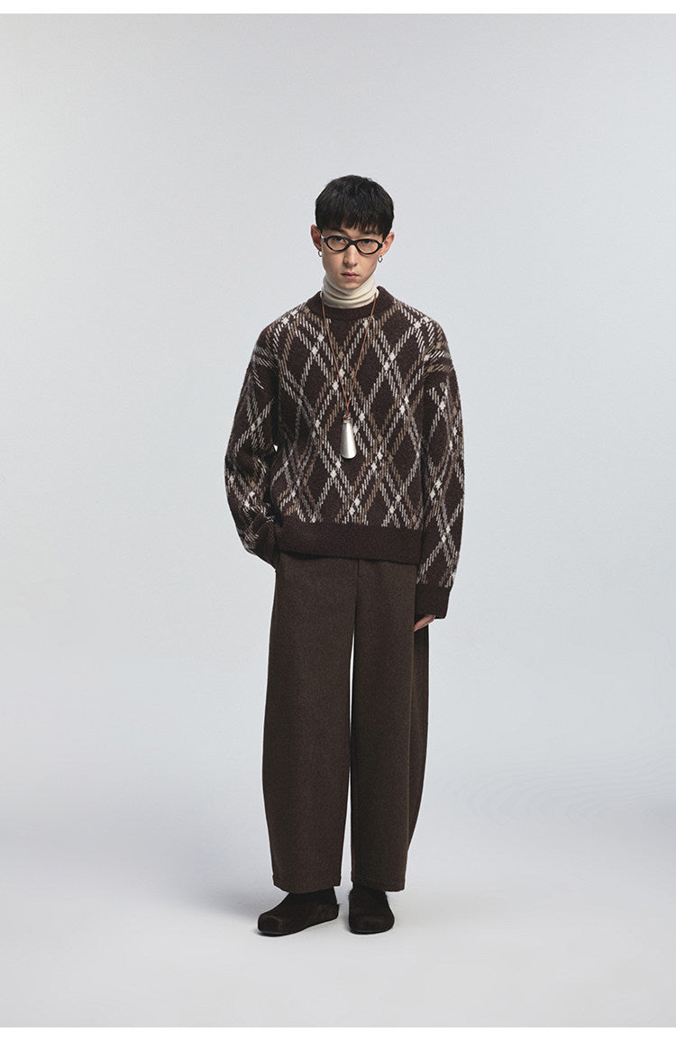 Diamond Pattern Crew Neck Sweater