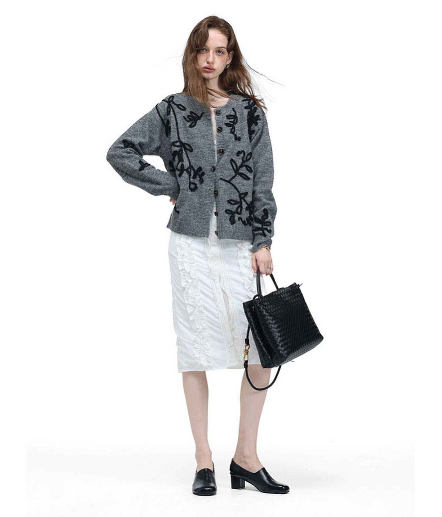 Vintage-Style Floral-Print Wool Cardigan