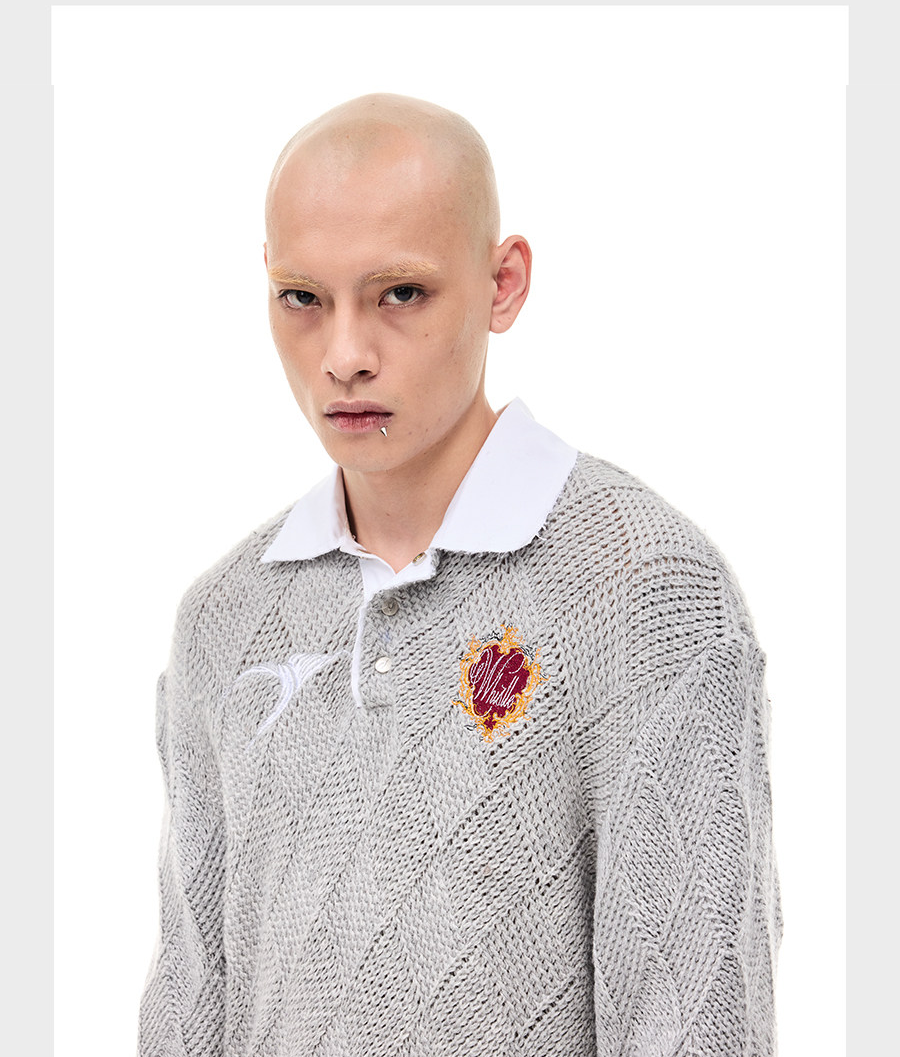 Wool Blend Polo Sweater