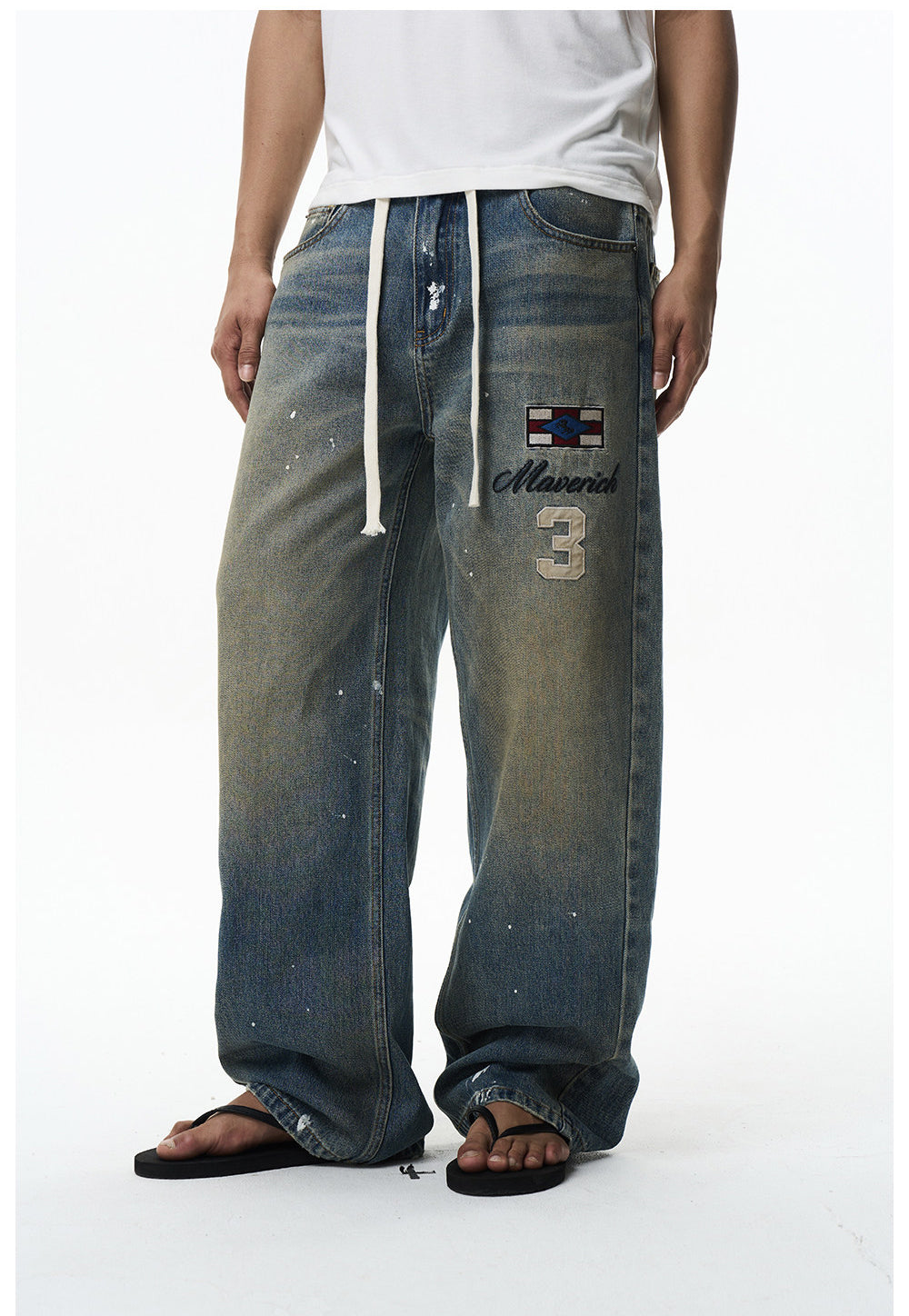 Mad Dye Splash Ink Embroidered Jeans