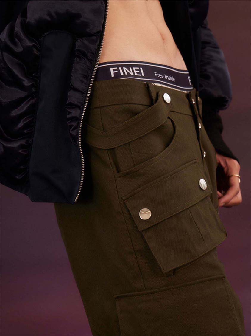 Military Style Zipper Casual Pants