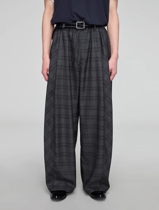 Check pattern casual pants