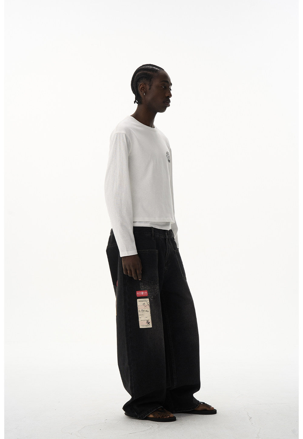 Retro Wash Double-Waist Straight-Leg Jeans