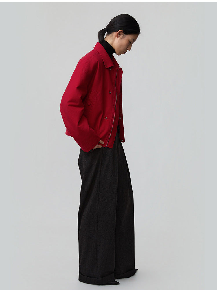Double-Pleated Waist Casual Pants