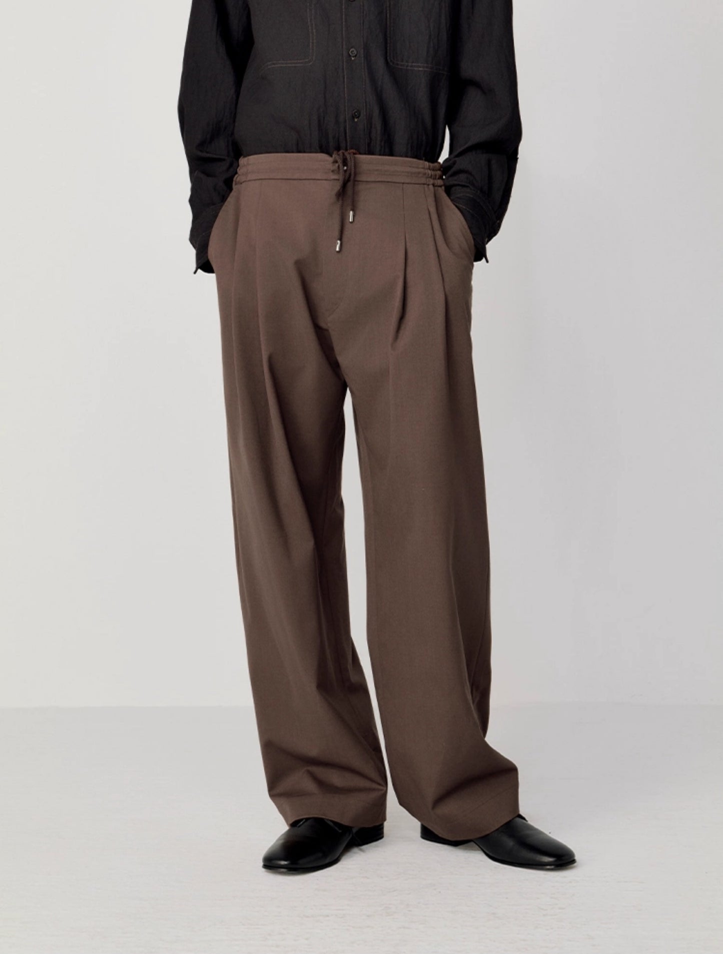 Pleated Drawstring Casual Pants