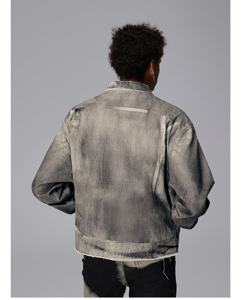 Printed Imitation Denim Jacket
