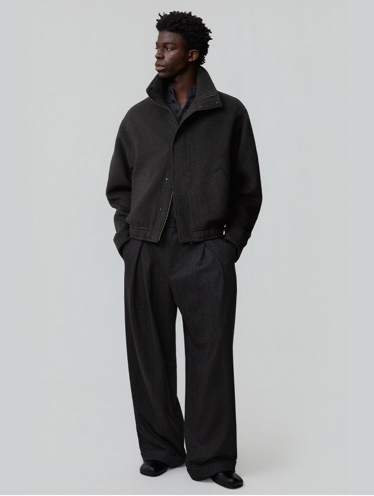 Double-Pleated Waist Casual Pants