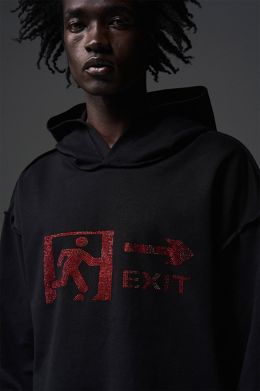 Emergency exit logo hooded T-shirt