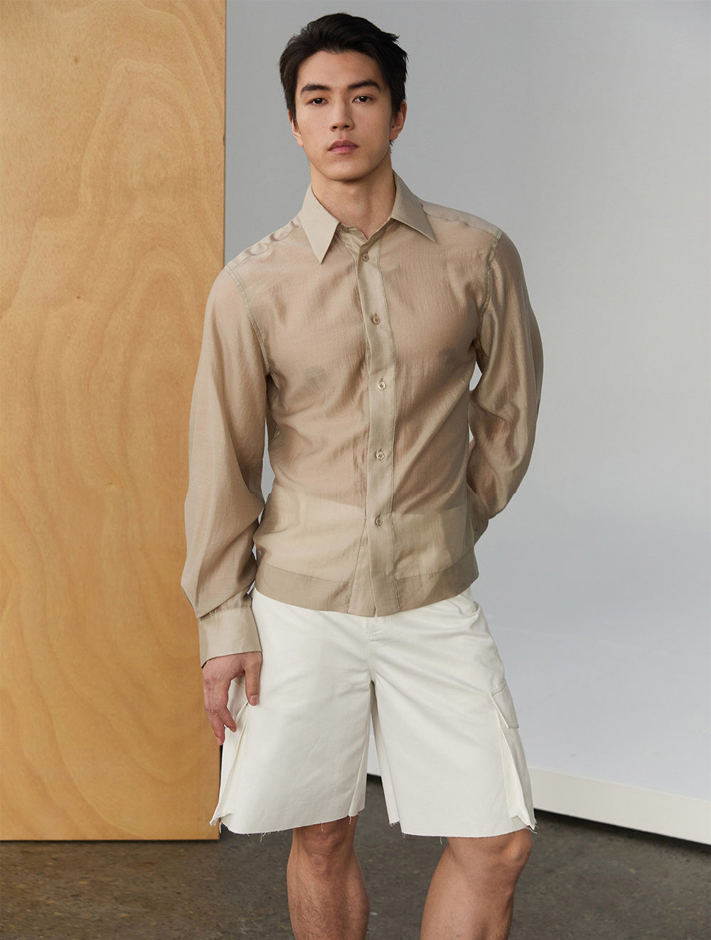 Waist-Shaping Lapel Shirt