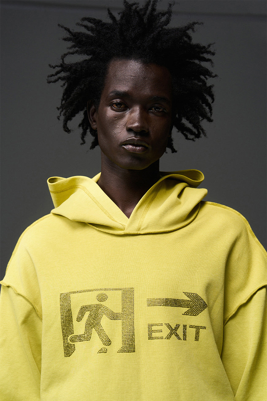 Emergency exit logo hooded T-shirt