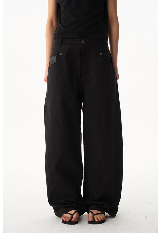 Straight-Leg Pants with Waist Patchwork