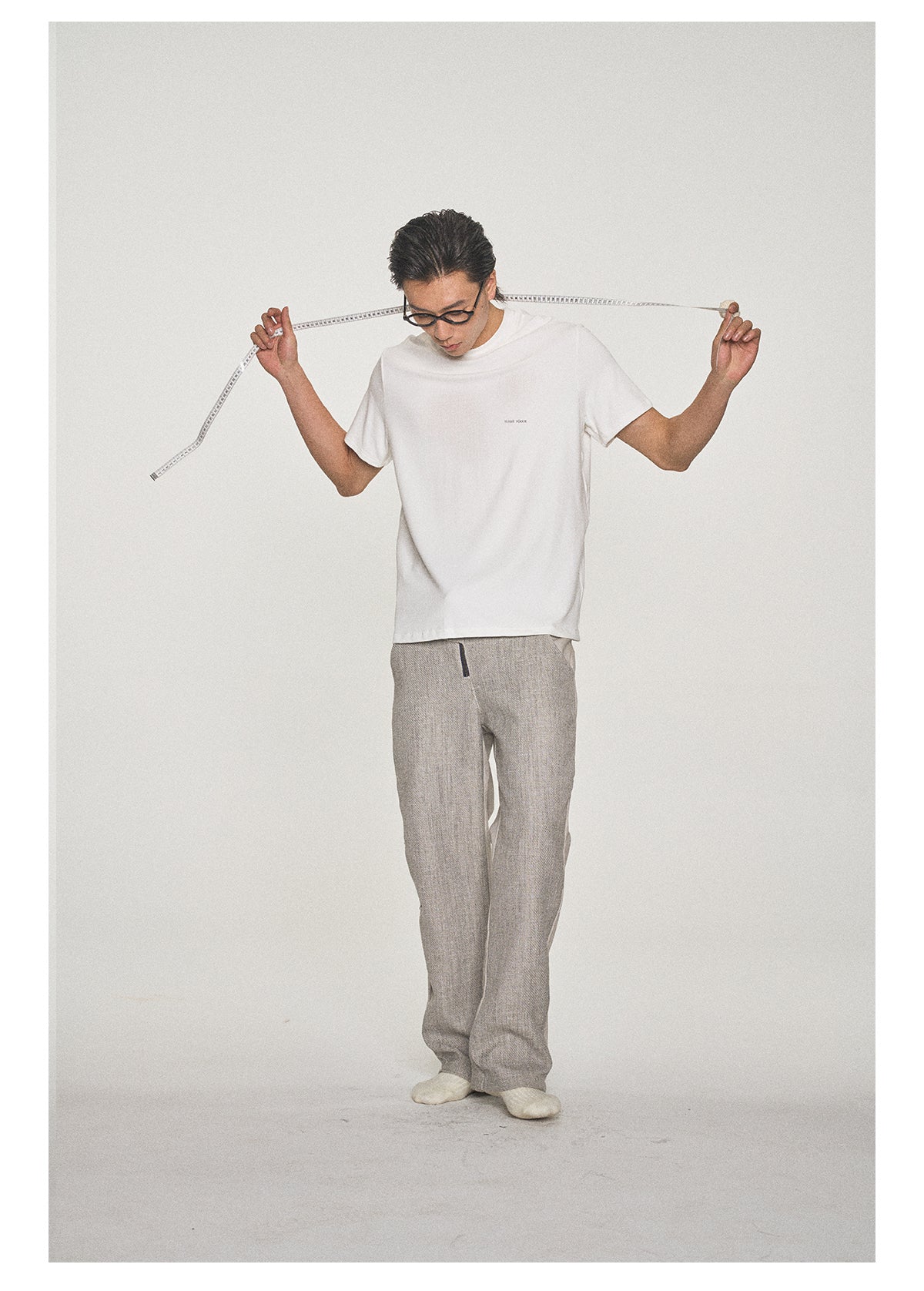 Cotton and linen blend straight casual pants