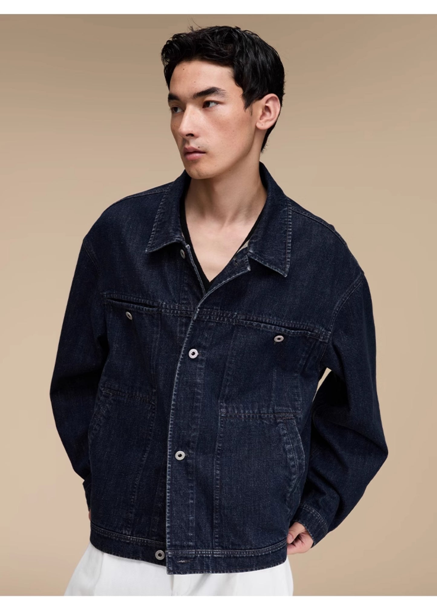 Washed 4-pocket denim jacket