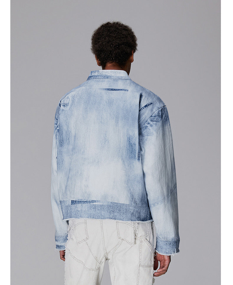 Printed Imitation Denim Jacket