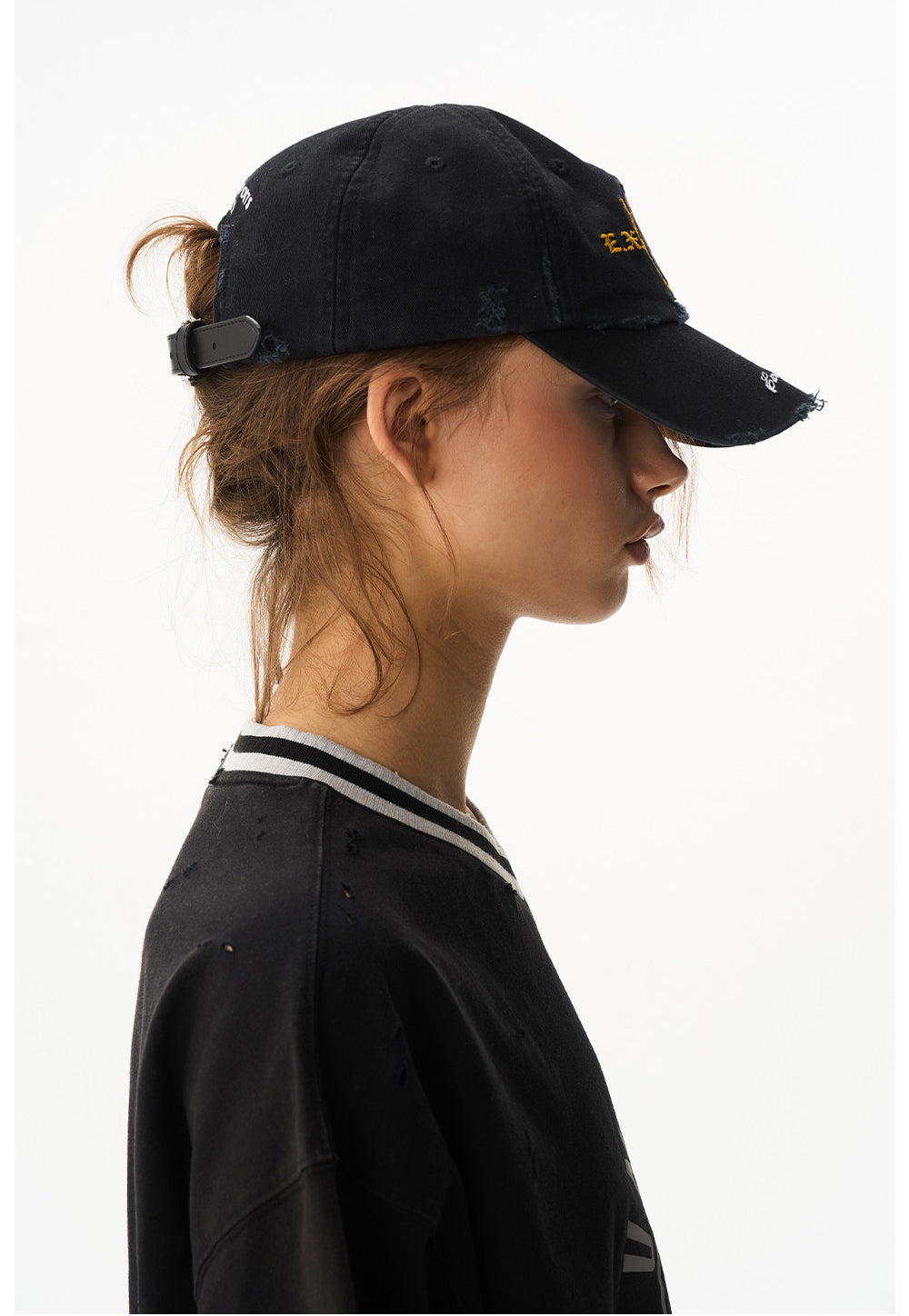 Wash-treated cap with embroidered patch