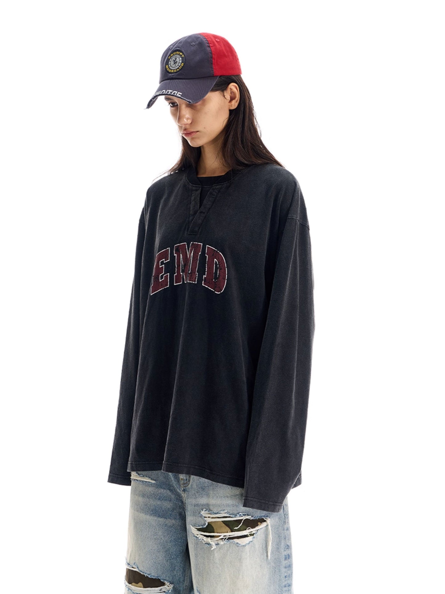 Wash-processed Basic Print T-Shirt