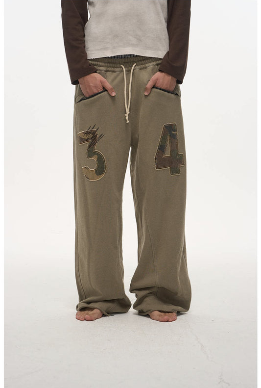 Wash-Distressed Digital Appliqué Sweatpants