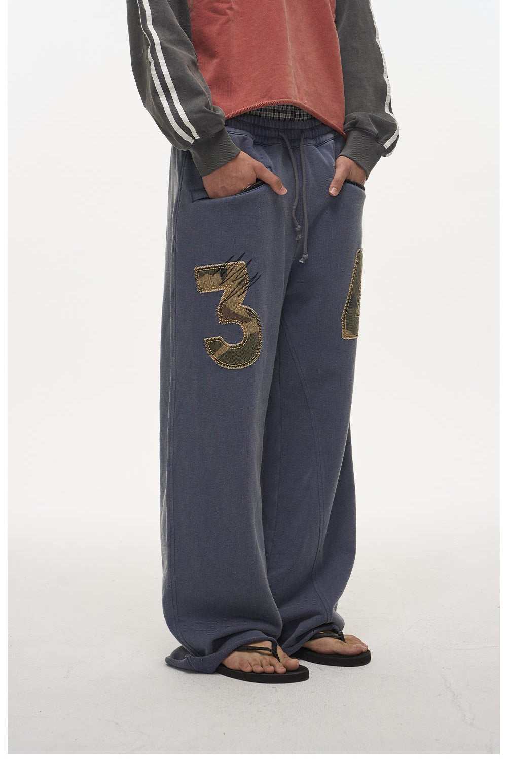 Wash-Distressed Digital Appliqué Sweatpants