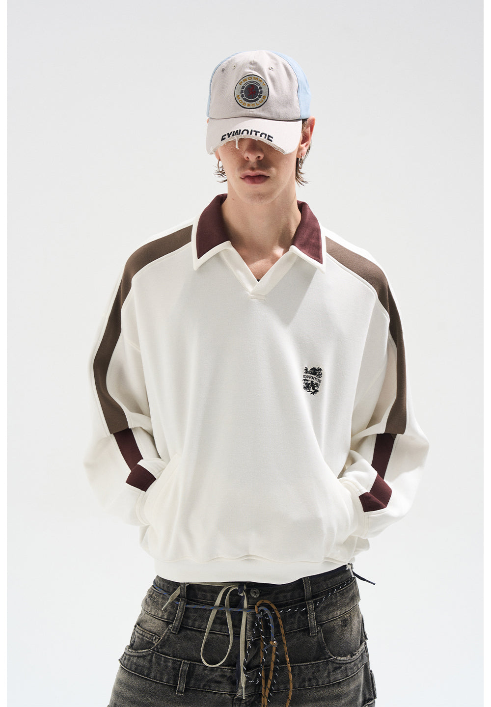 Embroidered Contrast Color Sweatshirt