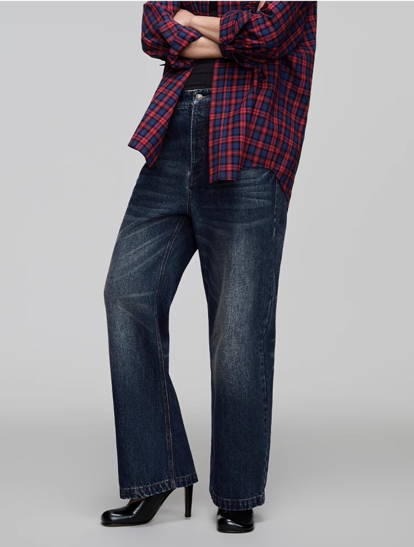 Washed Straight Denim Pants