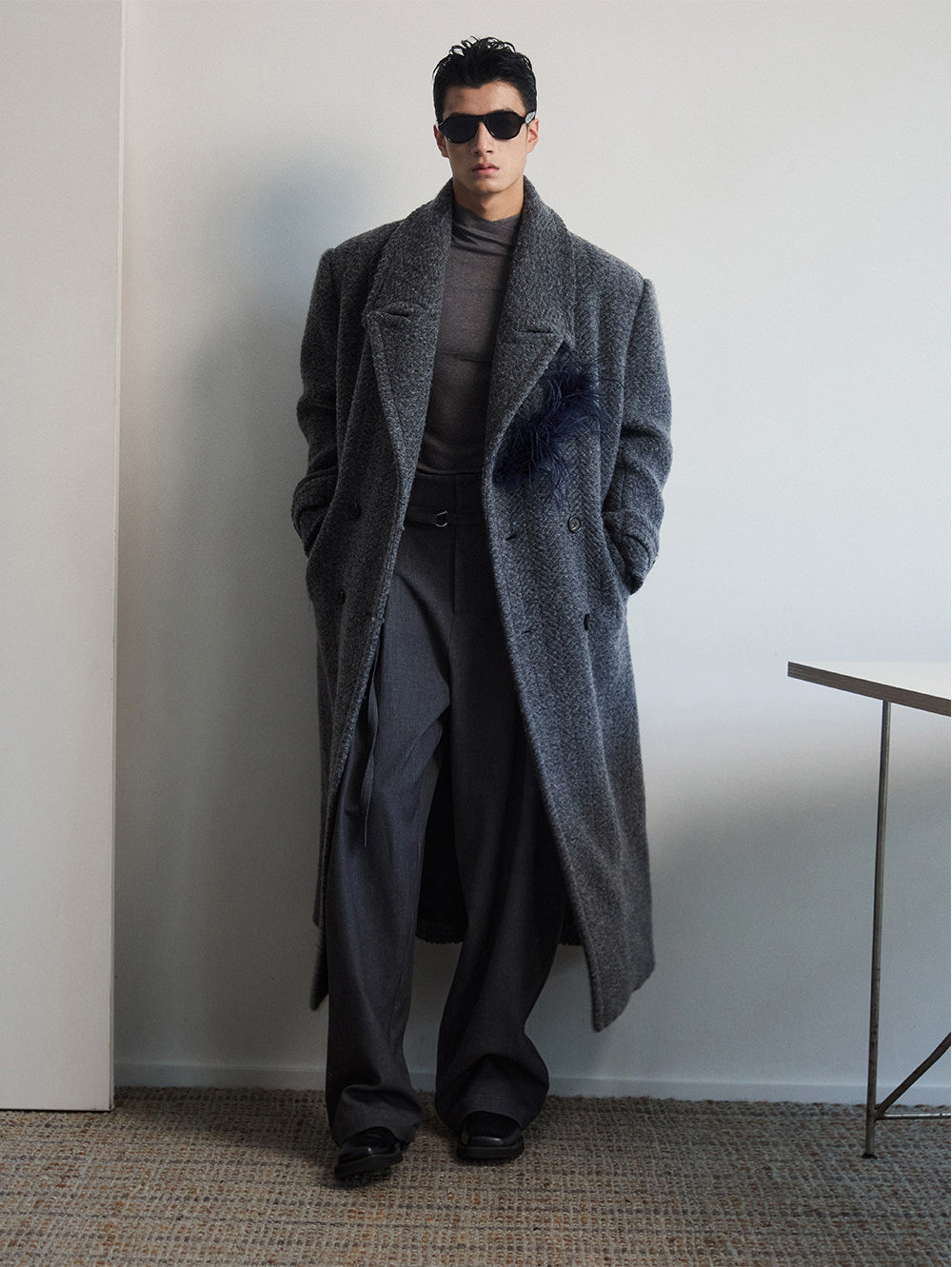 Wide-Shouldered Long Coat