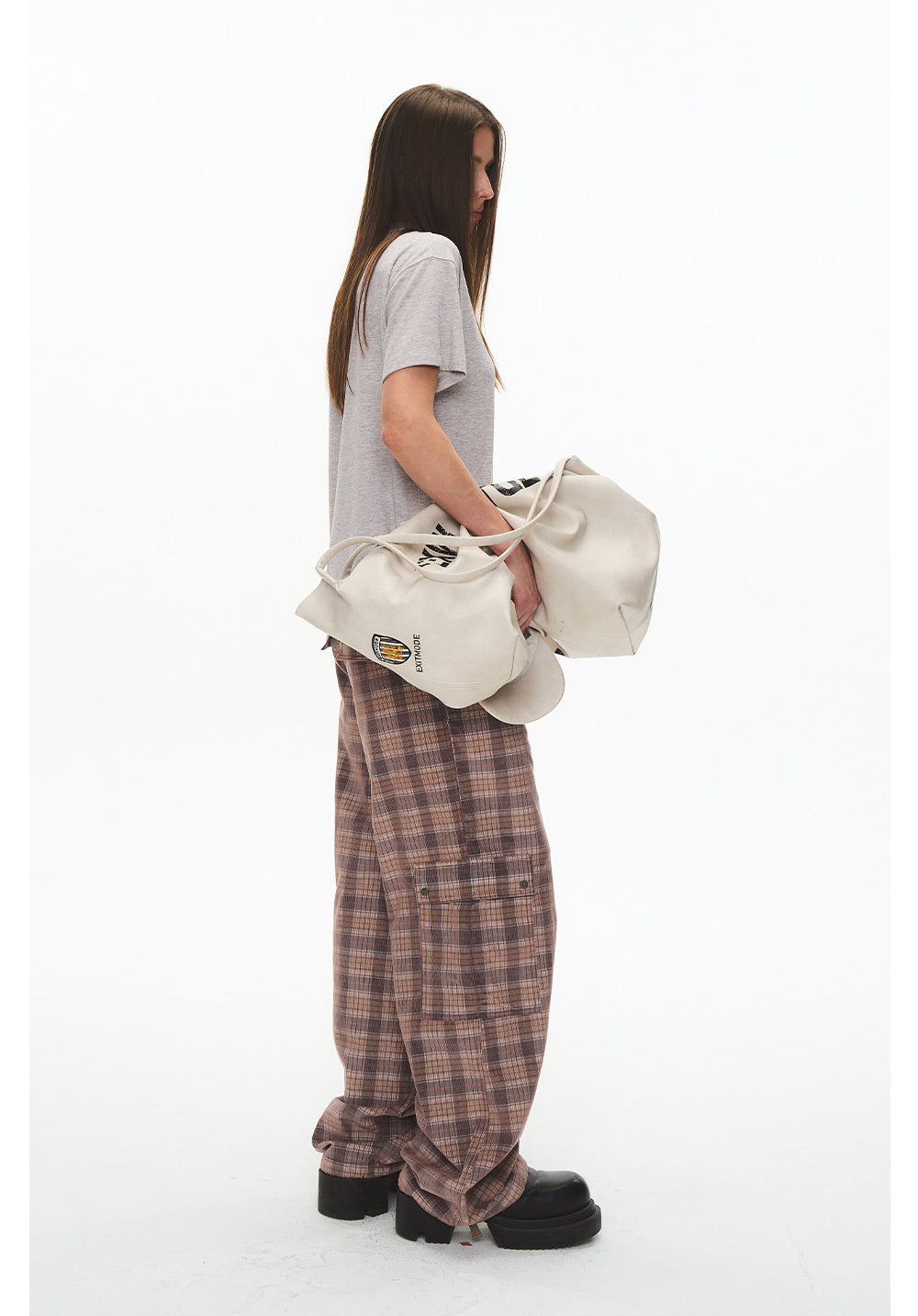 Checkered Corduroy Cargo Pants