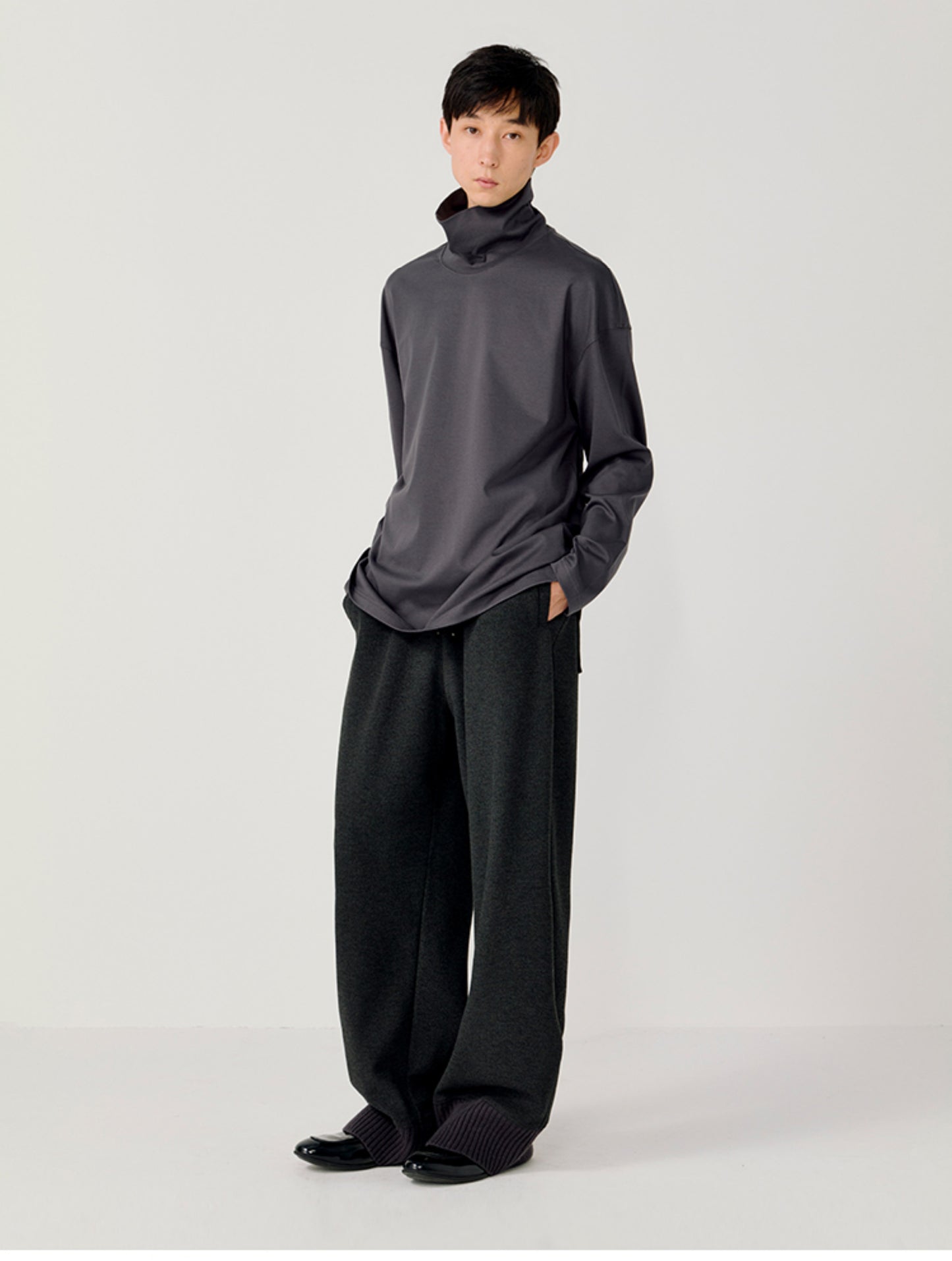 High-Neck Side-Slit T-Shirt