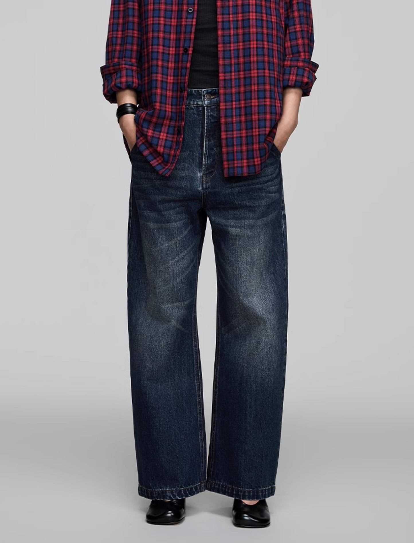 Washed Straight Denim Pants