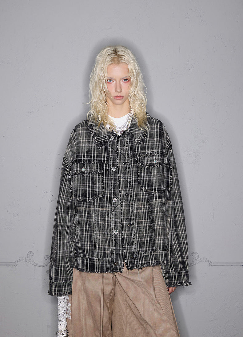 Vintage Checked Denim Jacket