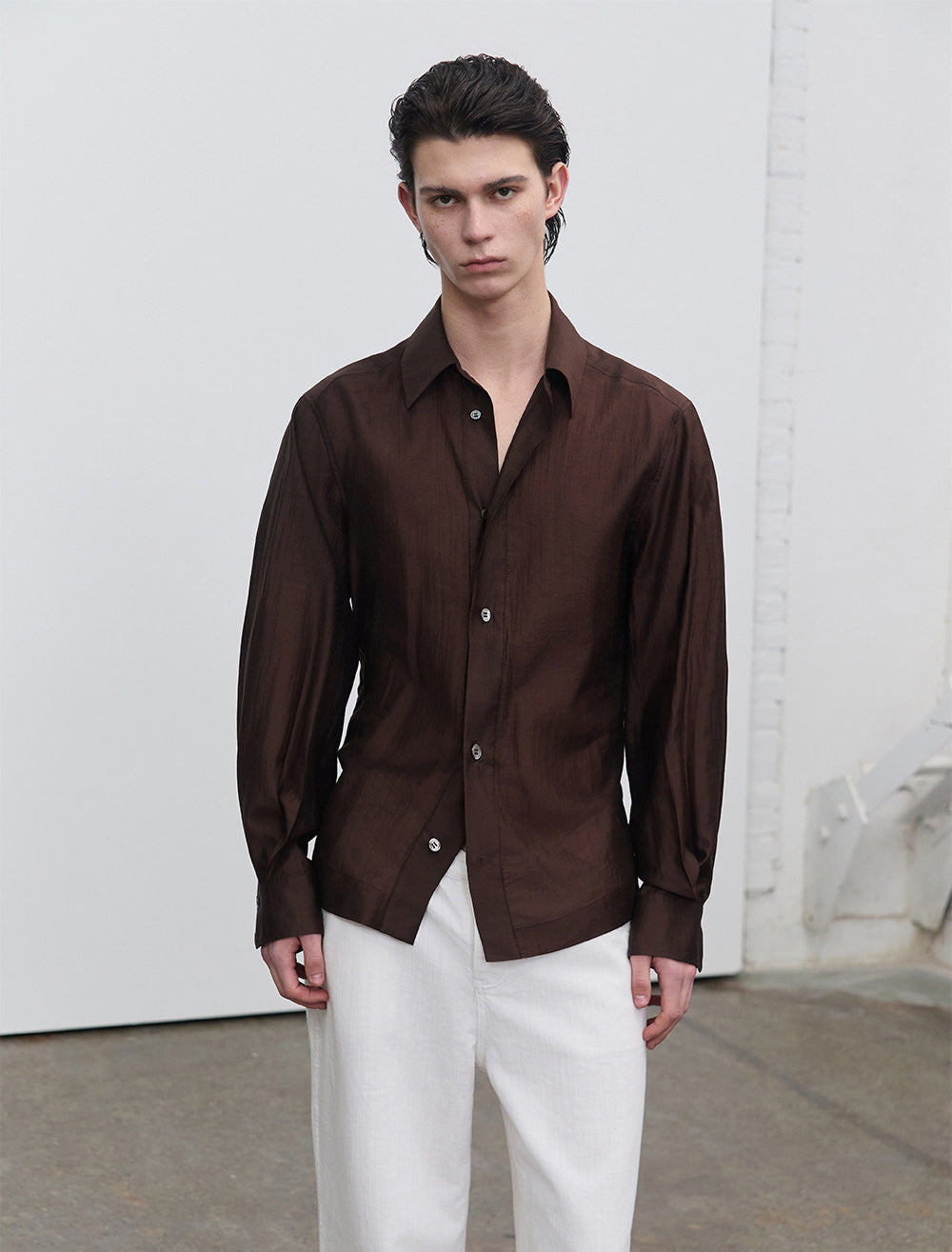 Waist-Shaping Lapel Shirt