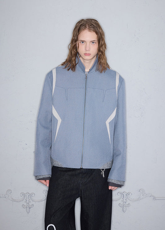 Mixed-Material Casual Jacket