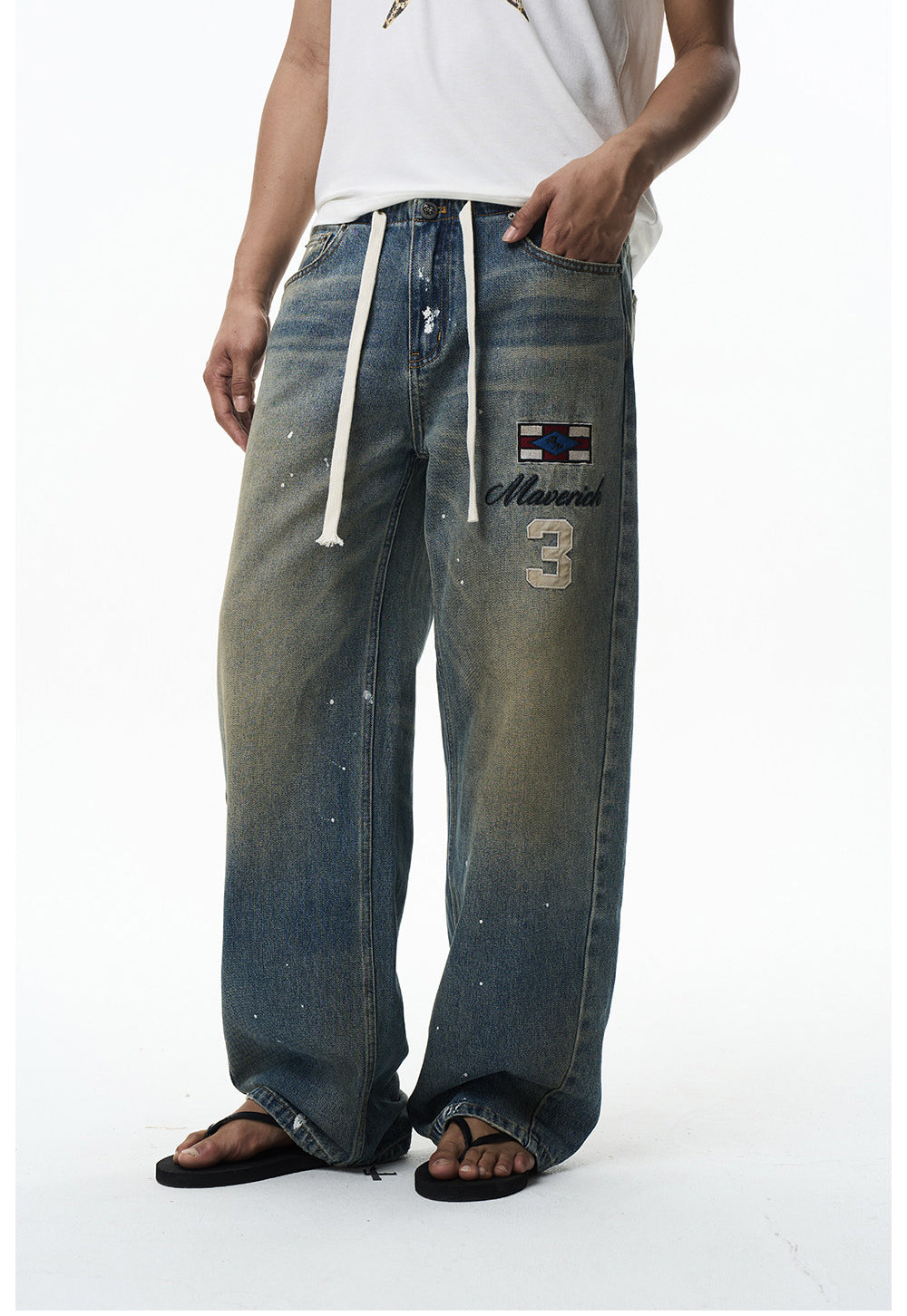 Mad Dye Splash Ink Embroidered Jeans
