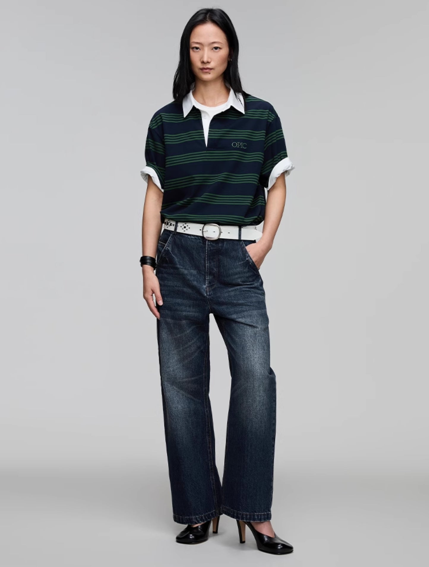 Washed Straight Denim Pants