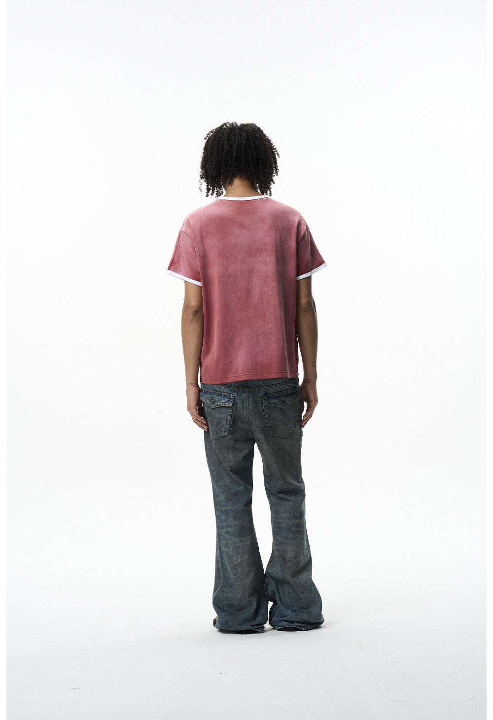 Washed Color-Block Embroidered T-Shirt