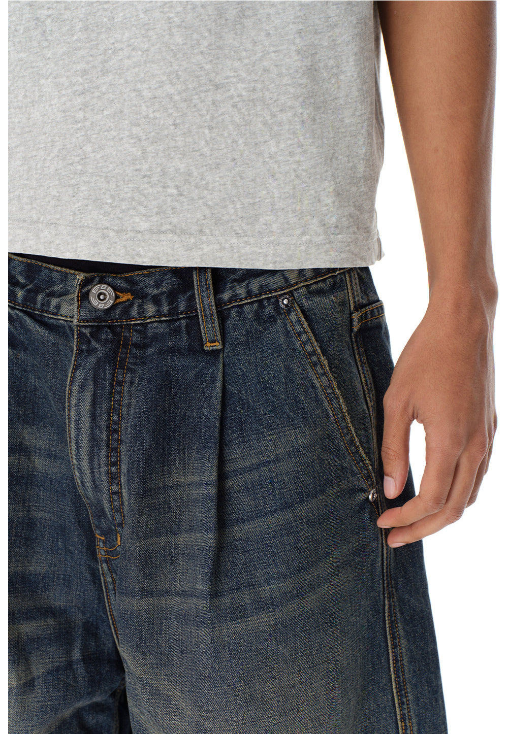 Vintage-Wash Denim Shorts