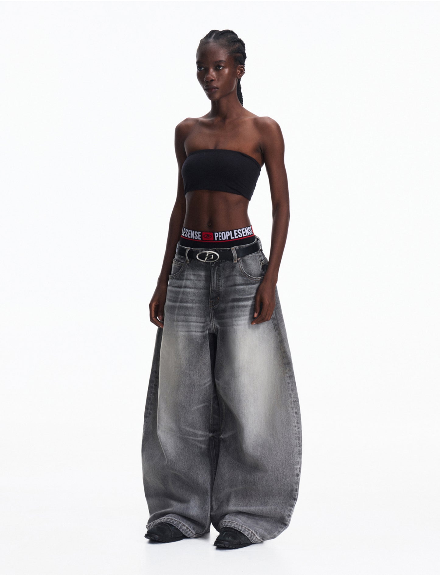 Vintage Wash Wide Leg Jeans