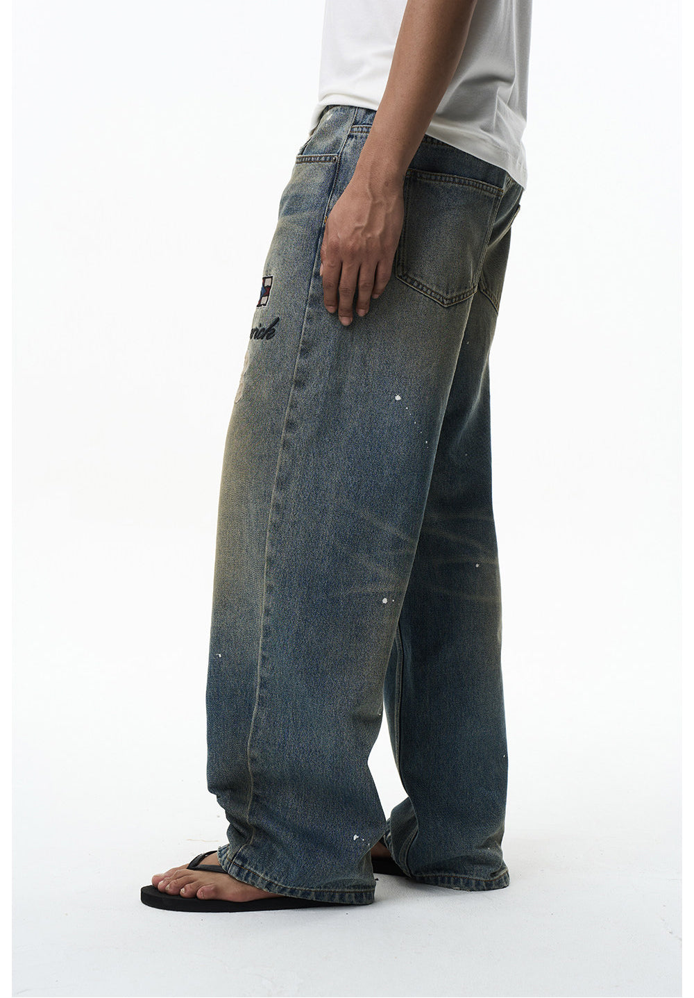 Mad Dye Splash Ink Embroidered Jeans